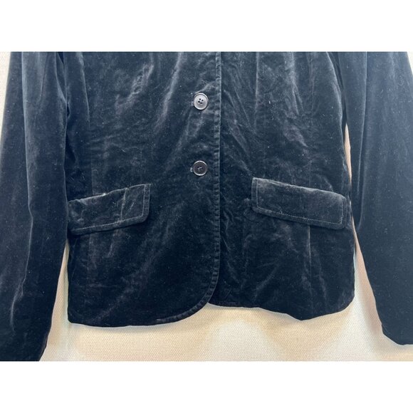 Ann Taylor Women's Button Front Velvet Preppy Blazer Size 4 Black Long Sleeve - Picture 5 of 11